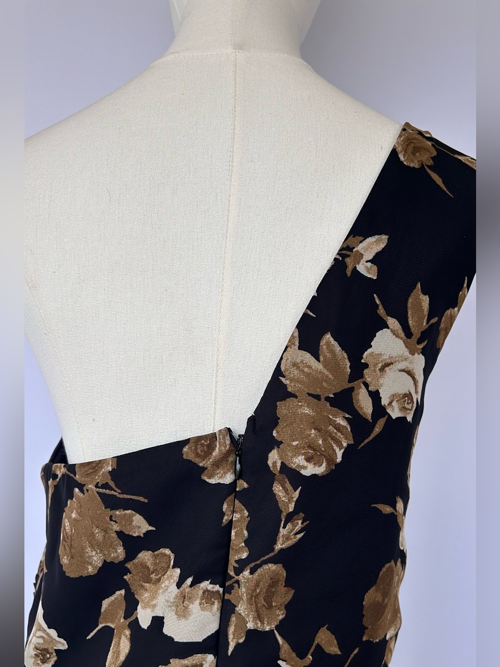 Lulus Women’s One-Shoulder Maxi Dress Neutral Floral Print Front Slit Size XL - Picture 5 of 10
